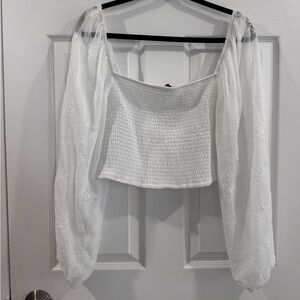 Dynamite White Smocked Women's Top